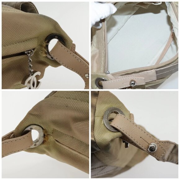 CHANEL Paris Biarritz Shoulder Bag Coated Canvas Gold Tone CC Auth ar12598 - Picture 14 of 16